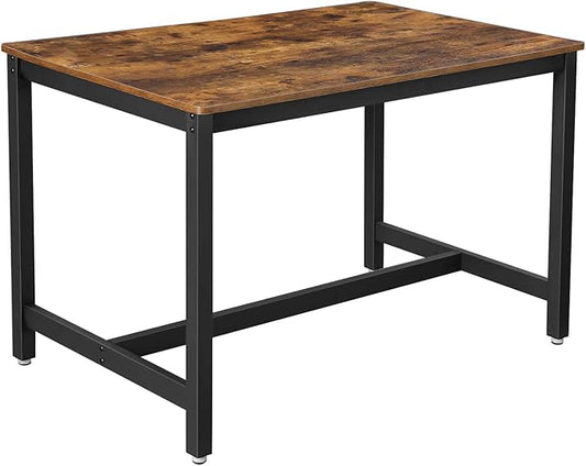 VASAGLE ALINRU Dining Table for 4 People, Kitchen Table, 47.2 x 29.5 x 29.5 Inches, Heavy Duty Metal Frame, Industrial Style, for Living Room, Dining Room, Rustic Brown and Black UKDT75X