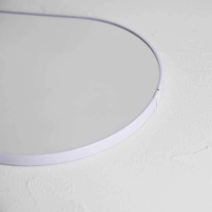 Oval Mirror, Oval Wall Mirror with Lanyard, High Definition Bathroom Mirror for Bathroom, Hallway, Living Room (White, 9.2x15.9inch)