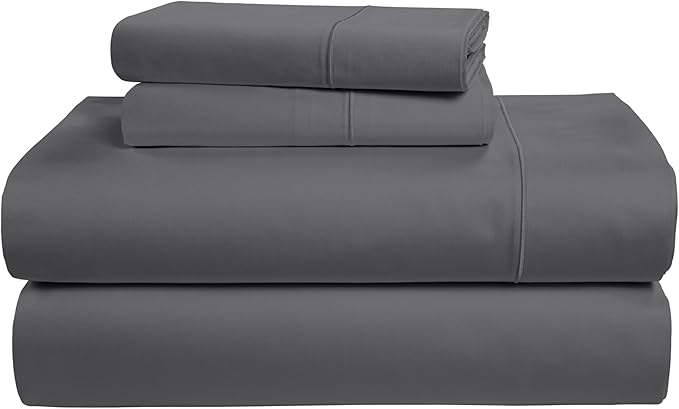 LANE LINEN 100% Egyptian Cotton King Sheets Set, Soft & Comfy Sateen Weave No Pill Mercerized Cotton Sheets King, Fully Elasticized Reinforced French Seam Fitted King Bed Sheets – Charcoal Gray