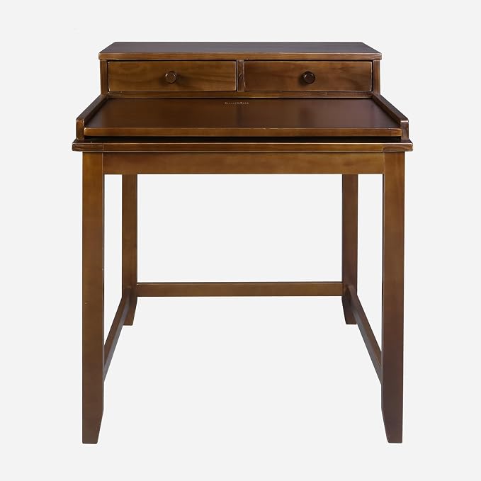 Solid Wood Home Office Computer Desk with Drawers, Pull-Out Tray, and Concealed Compartment
