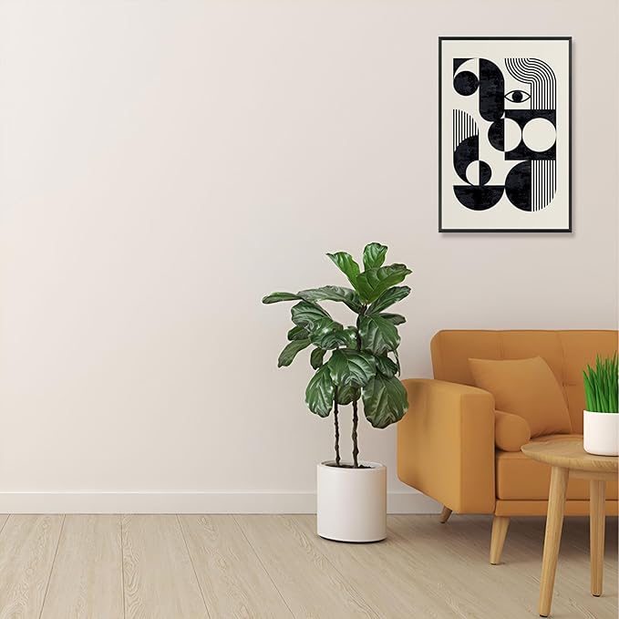LZMXWX Vintage Geometric Face Motivational Poster Black And White Bauhaus Scandinavian Canvas Wall Art Minimalist Abstract Prints Painting For Home Bedroom Dorm Wall Decor 24x36in Framed