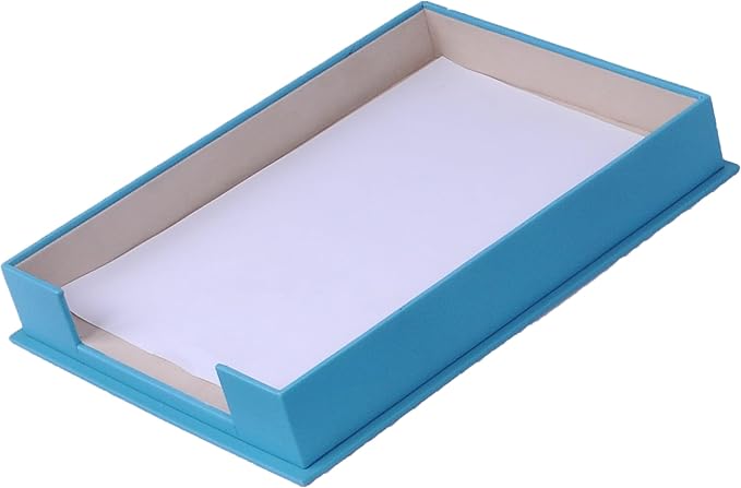 Handmade Leather Single Paper Tray – Luxury Leather Valet Tray & Desk Organizer Tray – Office Desk Accessories, Mail Organizer & Document Holder with Velvet Interior (Turquoise)