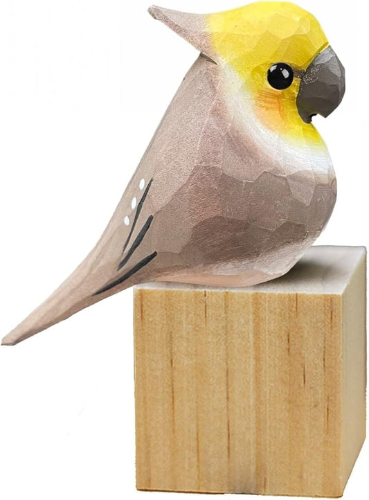 Bird Figurines Hand Carved Painted Wooden Statues for Home Decor, Gift for Bird Lovers,Housewarming, Birthday, Christmas, Anniversaries (NO.06-Grey Parrot)