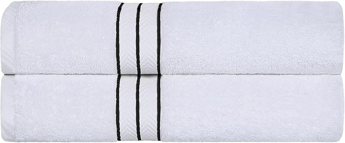Superior Turkish Cotton Ultra-Plush 2-Piece Bath Towel Set, Towels for Shower, Bathroom, Home Essentials, Spa, Guest/Master Bath, Airbnb, Apartment, Adults and Kids, Soft Quick Drying, Black