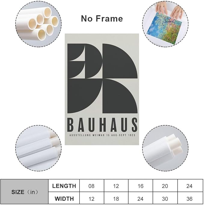FideMm Bauhaus Poster, Exhibition Wall Art,Mid-century Modern,Abstract Retro Art,Vector Wall Art Poster for Room Aesthetics Canvas Wall Art Poster And Print Unframe-style 12x18inch(30x45cm)