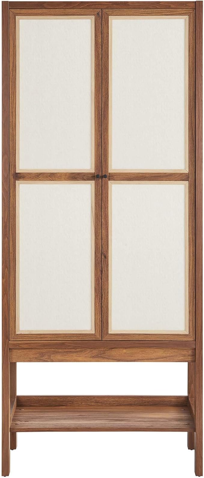 Modway Capri Mid-Century Modern Tall Standing Storage Cabinet in Walnut, Freestanding Cabinet with Doors for Living Room, Dining Room, Craft Area, Entryway and Hallway