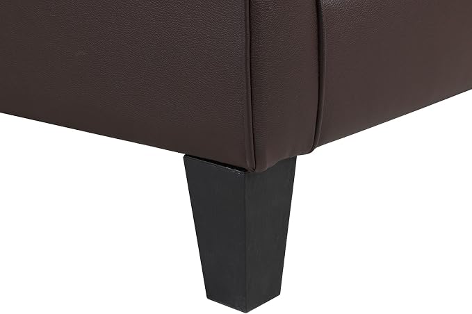 Modern Faux Leather Accent Chair, Upholstered Living Room Armchairs, Comfy Winged Arm Single Sofa Chair for Bedrom, Apartment, Office, Espresso