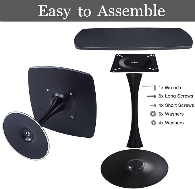 31.5" Black Square Dining Table, Mid Century Tulip Table for 2-4 People,Kitchen Dining Table with MDF Tabletop and Pedestal Base
