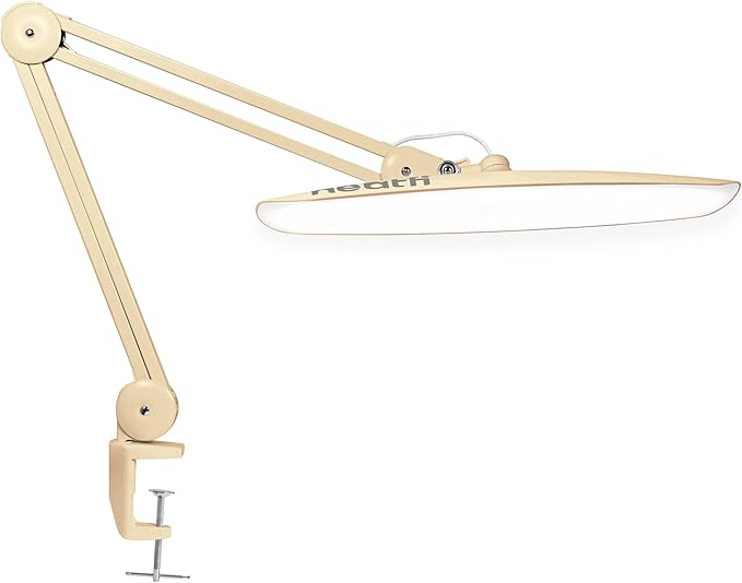 Neatfi XL Nail Desk Lamp with Clamp, 2200 Lumens, 20-Inch Wide Head, Dimmable 4 Levels, 6500K, LED Task Light for Manicure Table, Crafts, Workbench, Office (Non-CCT, Gold)