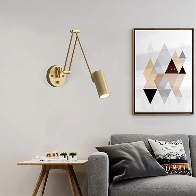 Dimmable Swing Arm Wall Sconce Retro Modern Iron Lamp with Rotatable Folding Long Reading for Indoor Bedroom Study Office