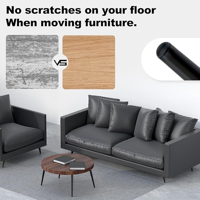 FIVEPEARS 8 PCS 16 Inch Heavy Duty Matte Black Metal Angled Taper Tapered Legs Set for Furniture, Mid Century Modern Style Feets for Coffee Table Couch Sofa Cabinet Chair Dresser Bed Desk Credenza