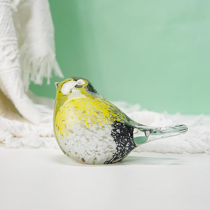 Glass Bird Decor Crystal Bird Sculpture Nature-Themed Home Accents Figurines Ornament Modern Art Living Room Shelves Tabletops