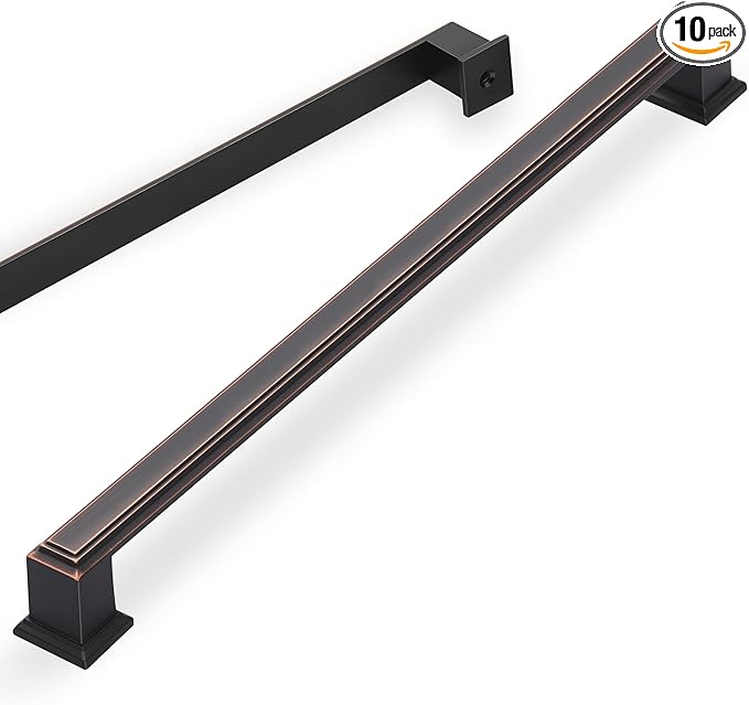 Lardmon 10 Pack 12.6 Inch(320mm) Hole Center Oil Rubbed Bronze Modern Cabinet Pulls Kitchen Cabinet Handles Kitchen Cabinet Hardware Timeless Drawer Pulls for Dresser Cupboard Wardrobe, ORB(12.6x10)