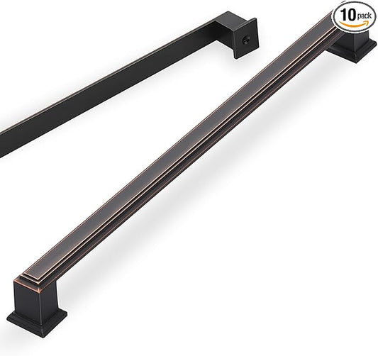 Lardmon 10 Pack 12.6 Inch(320mm) Hole Center Oil Rubbed Bronze Modern Cabinet Pulls Kitchen Cabinet Handles Kitchen Cabinet Hardware Timeless Drawer Pulls for Dresser Cupboard Wardrobe, ORB(12.6x10)