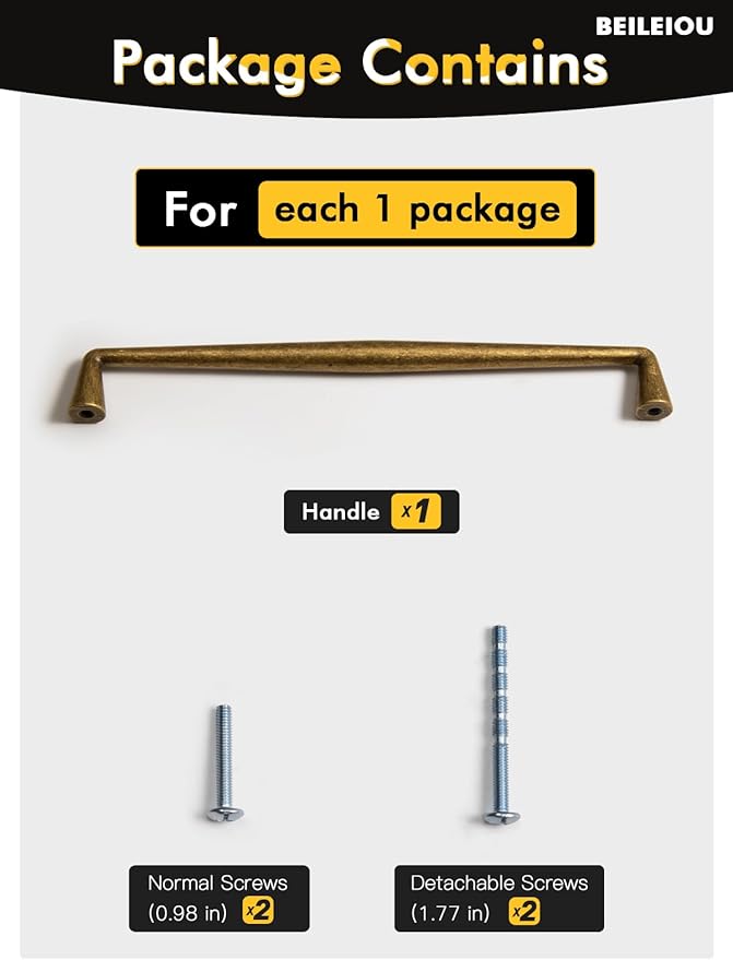 Antique Brass Zinc Alloy Cabinet Pulls - 7.56" (192mm)Hole Center Classic Vintage Drawer Handles ,Kitchen Cupboard Bathroom Dresser Cabinet Hardware (2, Antique Brass, 7.56" (192mm)Hole Centers)