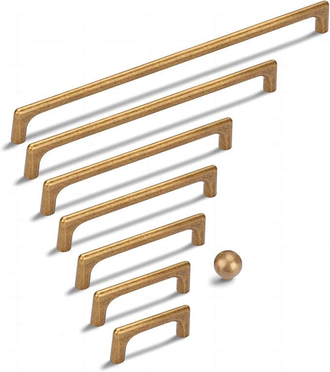 Lardmon 10 Pack Antique Brass Modern Cabinet Pulls 3.75 Inch(96mm) Hole Center Timeless Drawer Pulls Vanity Pulls Classic Solid Kitchen Cabinet Handles Hardware for Dresser