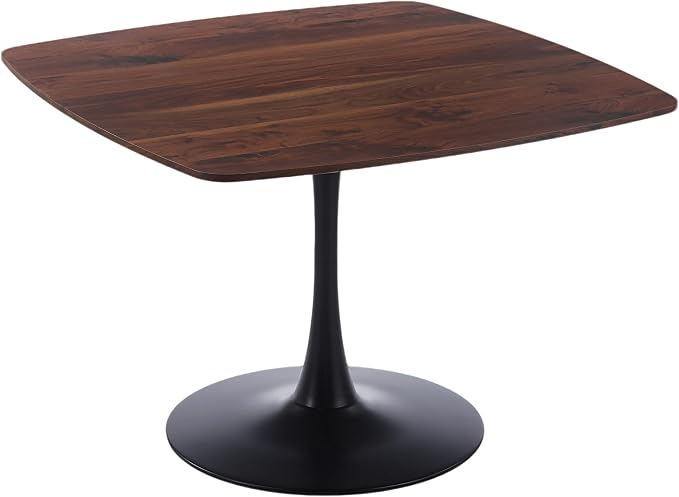 42 Inch Walnut Square Dining Table for 4-6 Person,Mid-Century Brown Tulip Table Kitchen Dining Table with MDF Tabletop and Pedestal Base for Home Kitchen