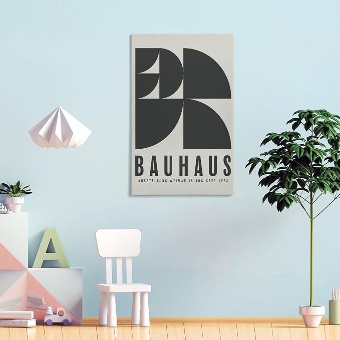 Bauhaus Poster, Exhibition Wall Art,Mid-century Modern,Abstract Retro Art,Vector Wall Art Canvas Wall Art Print Poster For Home School Office Decor Frame-style 20x30inch(50x75cm)