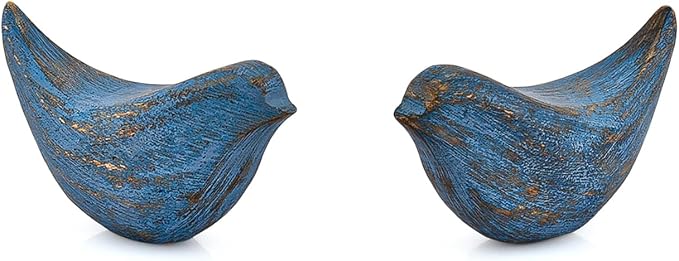 Statues Acacia Wood Bird Figurines | Rustic Farmhouse Decor, Office Accent Elegant Woodland Home Accent Tabletop Decor & Gift (4.5" x 2" x 2.5")