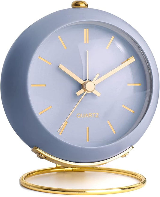 AYRELY® Battery Operated Desk Alarm Clocks with Light,Retro Silent No Ticking Analog Small Clock,Loud Table Clock for Bedside/Bedroom/Kitchen/Office/Travel/Kids/Room Decor Aesthetic Vintage (Blue)