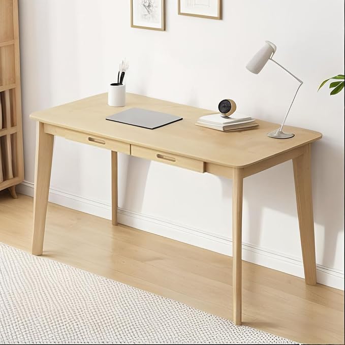 DELLMAO Writing Computer Desk Office Desk Computer Table Study Writing Desk with 2 Drawers for Home Office Modern Furniture