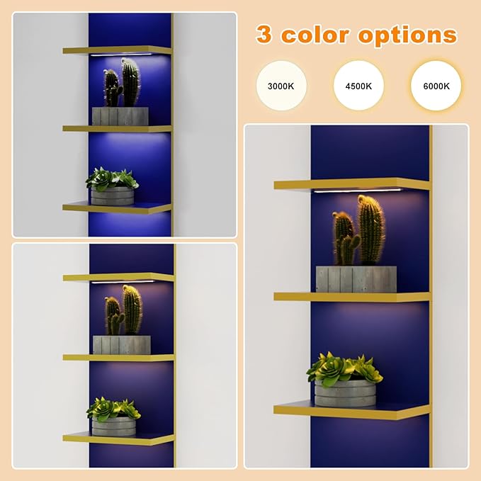 Homaterial 5 Tier Wall Shelf Unit, Modern Vertical Lack Wall Shelves with Light, Wall Mount, Floating Column Home Decor Shelves for Bedroom, Living Room, Vanity Storage Display(Blue)