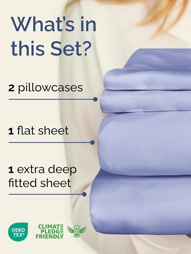 Extra Deep Twin Sheet Set - 4 Piece Breathable and Cooling Sheets - Hotel Luxury Bedding for Women, Men, Kids & Teens - Easy & Secure Fit - Soft, Wrinkle Free and Comfy - Extra Deep Pockets - Lavender