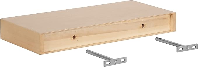 Kate and Laurel Havlock Modern Natural Floating Shelves; Set of 2; 18 x 8; Natural Wood; Mid-Century Bathroom and Kitchen Shelves for Storage and Display Decor