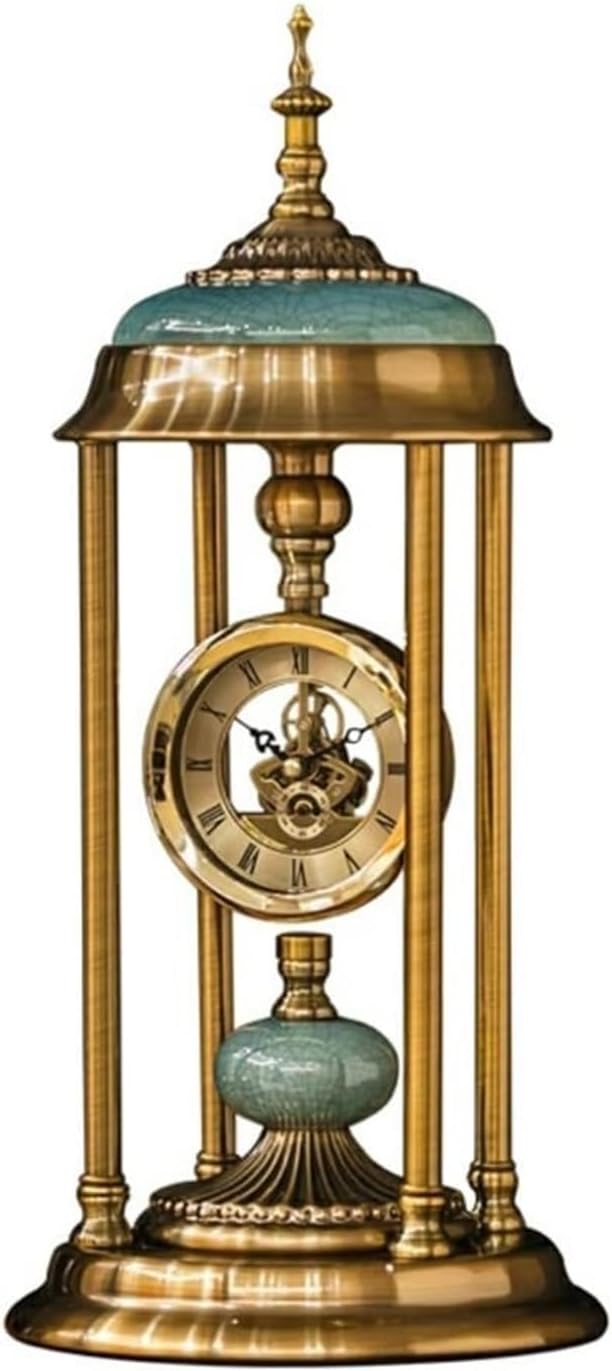 Mantel Clock for Living Room Desk Clock Table Light Luxury Desktop Sitting Metal Retro Decoration Shelf Decoration
