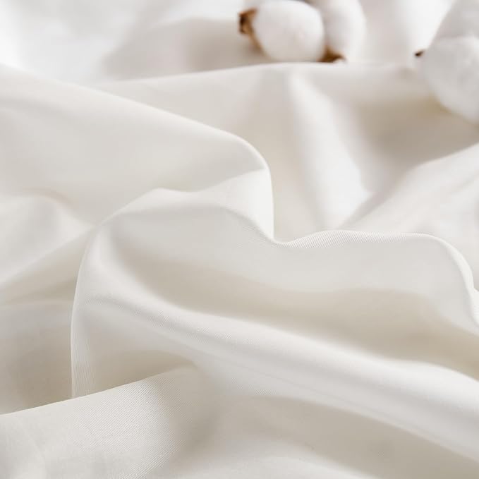 100% Washed Cotton Duvet Cover King Size – Bright White, Linen-Like Texture, Super Soft & Breathable Bedding Set, 3-Piece Durable Percale Comforter Cover
