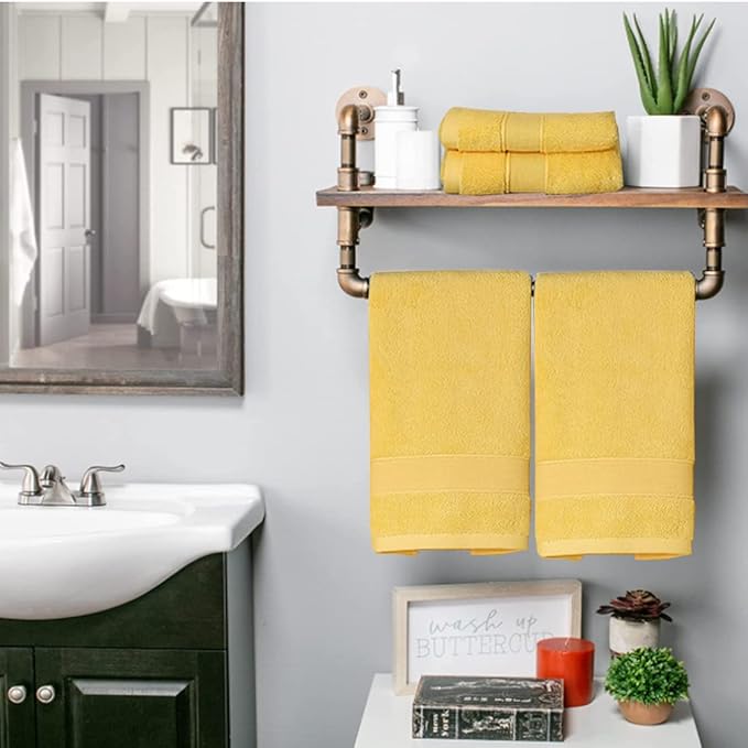 LRUUIDDE Bathroom Hand Towels 2 Set, Cotton Hand Towel for Bath, Hand, Face, Kitchen, Super Soft, Highly Absorbent, Machine Washable, Size 14" x 30" (Yellow)…