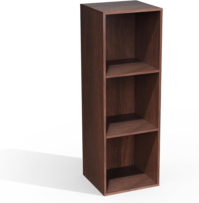 3 Cube Storage Organizer, 3Tier Cube Low Bookcase Freestanding Storage Display Organizer, Three-Cubes Open Shelf Bookshelf for Home Office (Dark Walnut,Black Walnut, 3-Cube)