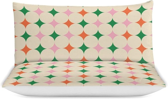 Modern Mid Century Duvet Cover, Vintage Geometry Bedding Sets Soft Comforter Cover，Aesthetic Abstract Art Bedding 3 Piece (1 Duvet Cover 90"x90" + 2 Pillow Sham 20"x30")