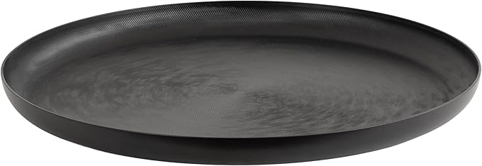 Kate and Laurel Stovring Round Modern Decorative Tray; 17 Inch Diameter; Black; Contemporary Serving Tray for Use as Entryway Catch-All or Coffee Table Tray