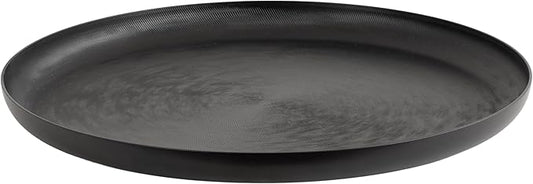 Kate and Laurel Stovring Round Modern Decorative Tray; 17 Inch Diameter; Black; Contemporary Serving Tray for Use as Entryway Catch-All or Coffee Table Tray