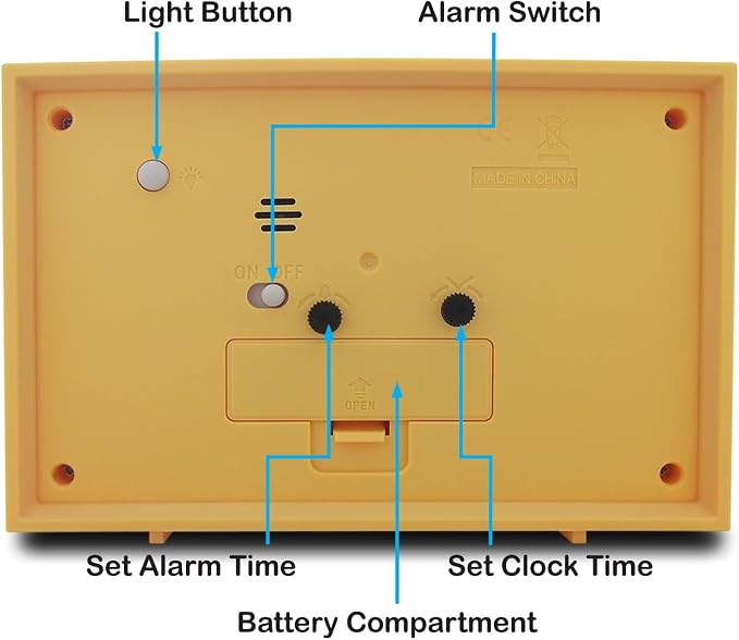 Analog Alarm Clock, 6 inch Silent Non Ticking Small Clock with Night Light, Battery Operated Simply Design for Bedroom, Bedside, Living Room, Room Decor, Desk, Table (Yellow)