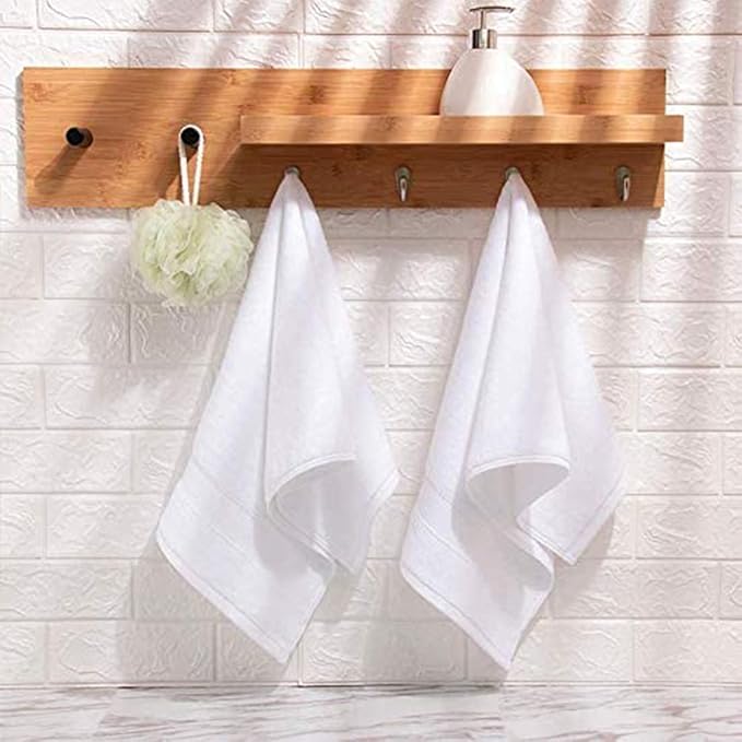 LRUUIDDE Bathroom Hand Towels 2 Set,Cotton Hand Towel for Bath, Hand, Face, Kitchen, Super Soft, Highly Absorbent, Machine Washable, Size 14" x 30" (White)