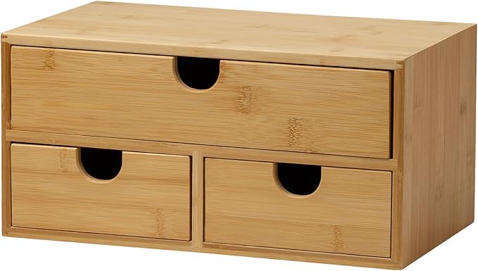 MEEDEN Bamboo Desk Organizer with Drawers: Desktop Storage Drawer Container - Tabletop Storage Organization Box for Office Home Toiletries Supplies