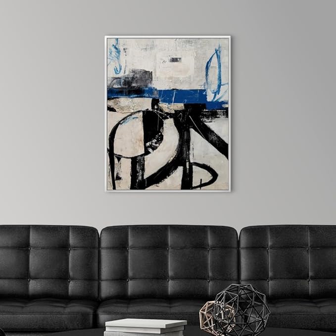 CANVAS ON DEMAND Twisted Emotions Silver Float Framed Canvas Wall Art Print by Erin Ashley, Abstract, Contemporary, Home Decor, Modern Abstract, Artwork,24" x30in