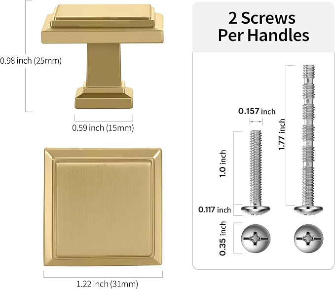 Lardmon 10 Pack Brushed Gold Cabinet Knobs Drawer Knobs Modern Cabinet Pulls Kitchen Cabinet Handles Kitchen Cabinet Hardware Timeless Drawer Pulls for Dresser Cupboard Wardrobe, B-Gold(1x10)