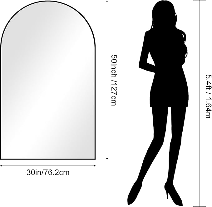 CIRCUMI Arched Wall Mirror, 30"x50" Black Arched Mirror with Tempered Glass, Metal Frame, Large Size for Bathroom, Living Room,Entryway,Over Sink, Arch Mirror for Decor,Shatterproof&Crystal-Clear