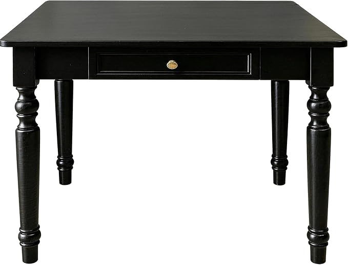 Rubberwood Office Desk with Drawers, Black Retro Style Study Desk, Desk, Country Style Wood Desk, Solid Wood Computer Table for Office,Living Room 31.5×23.6×29.5 inch