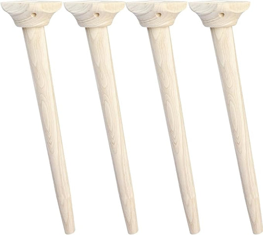 La Vane 28 inch / 70cm Wooden Table Legs with Mounting Blocks, Set of 4 Mid-Century Modern Tapered Unfinished Solid Wood Replacement Legs for Bench Coffee Table Dining Table Chair Desk