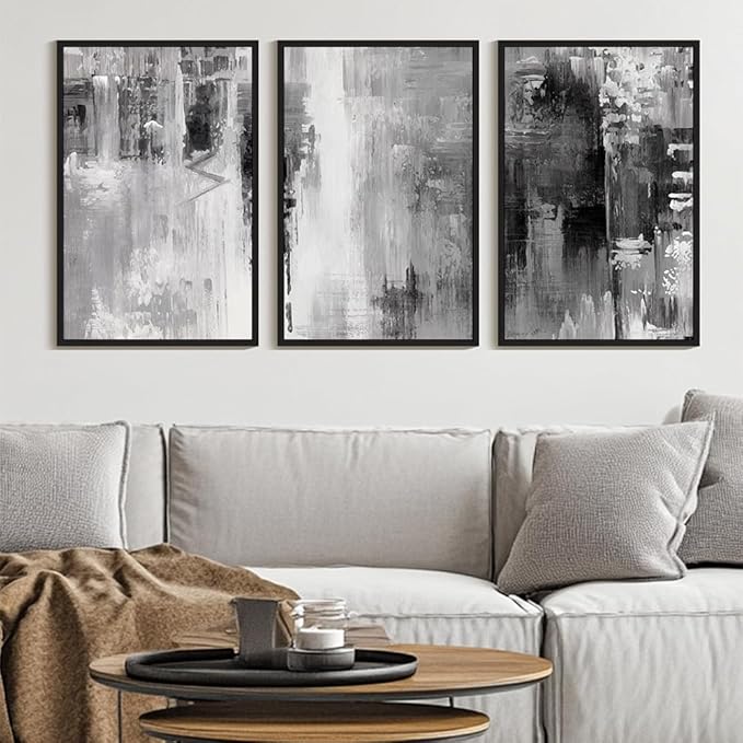 KUVIOKE Black Abstract Framed Canvas Wall Art Minimalist Graffiti Pastel Wall Decor Modern Art Painting for Bedroom Hallway 24x36in (Black Framed)