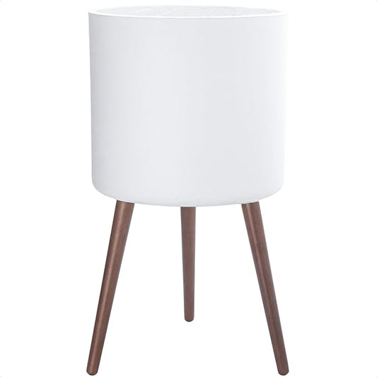 D'vine Dev 16 Inch Planter Pot with Stand, Mid-Century Tall Plant Pot with Legs for Indoor Plants, XX-Large, White, 88-O-E-1