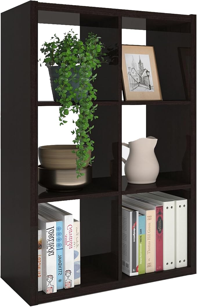 Endearing Limons【2026 Wooden Thick Border 6 Cube Shelf Storage Organizer with Anti-Tipping Kits + Reversible Open Back Bookcase (11x 11 Unit Cell Chocolate)