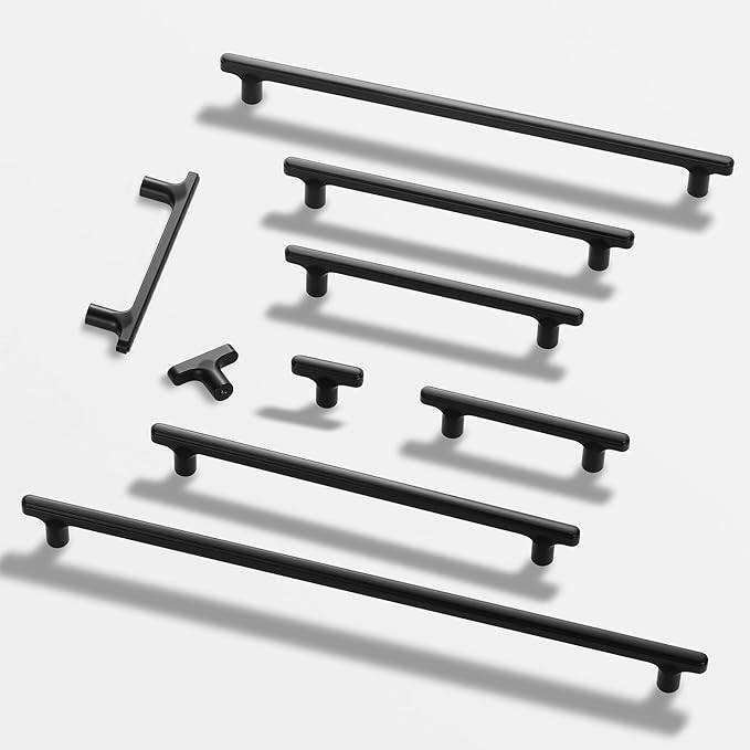 Lardmon 10 Pack Matte Black Cabinet Knobs Drawer Knobs Modern Single Hole Cabinet Pulls Solid Cabinet Handles Drawer Pulls Heavy Duty Kitchen Cabinet Hardware for Dresser Cupboard Wardrobe