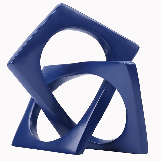 DOVDOV Geometric Cube Blue Knot Decorations, Geometric Sculptures, Modern Home Decorations for Home Decor Accents, Dining Tables, bookcases, Consoles, entryway Tabletop centrepieces