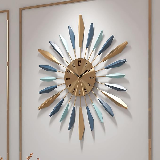 YISITEONE 28 Inch Large Wall Clock Metal Decorative, Mid Century Silent Non-Ticking Big Clocks, Modern Home Decorations for Living Room,Bedroom,Dining Room,Office