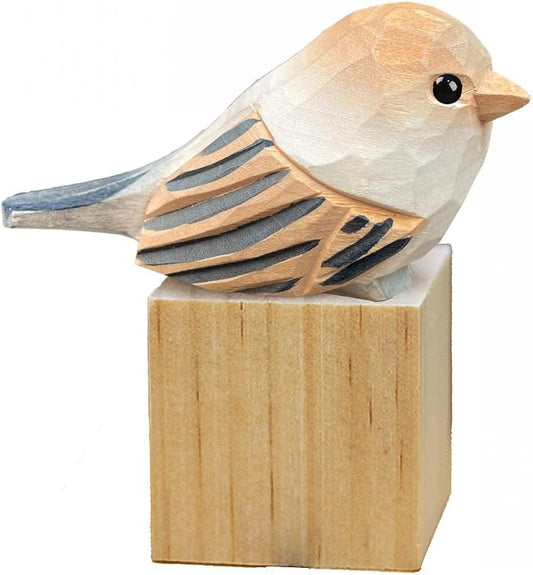 Bird Figurines Hand Carved Painted Wooden Statues for Home Decor, Gift for Bird Lovers,Housewarming, Birthday, Christmas, Anniversaries (NO.18-Chubby Bird)